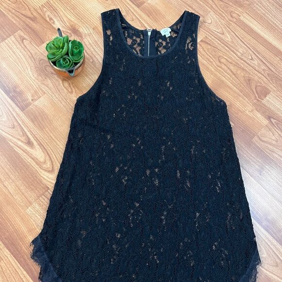 Wilfred Aritzia Lace Zipper Back Tank Top Black Size Medium M - Picture 2 of 9